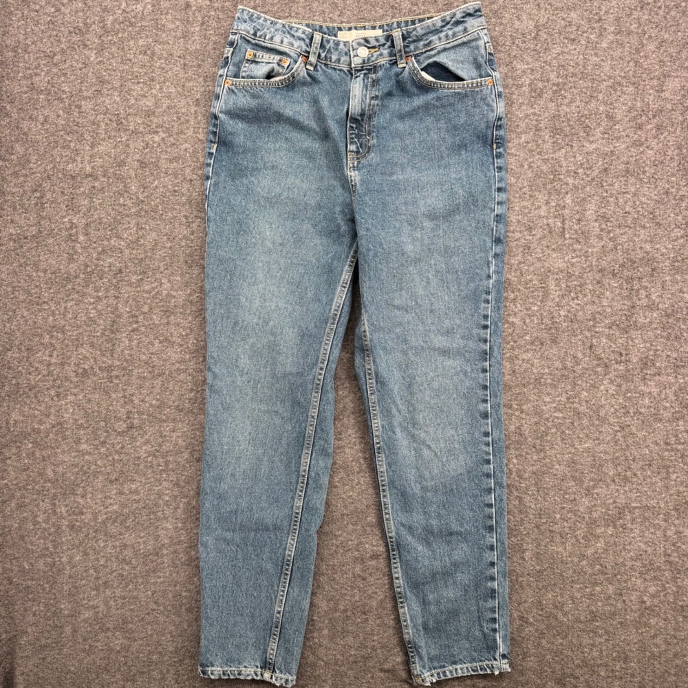 Topshop Moto Mom Jeans W30  Medium Wash Blue High Waisted Tapered Denim‎